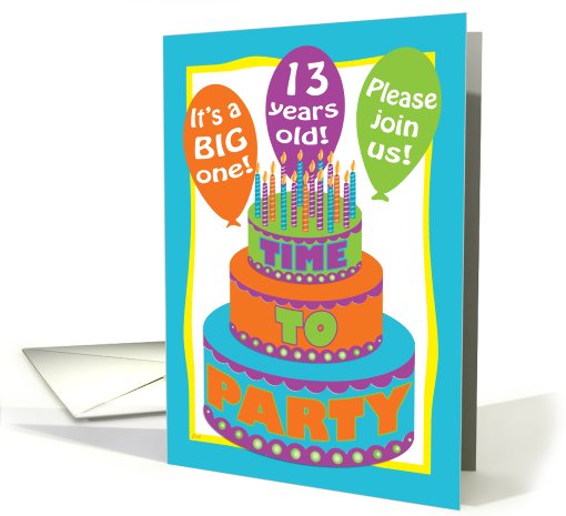 Birthday Party 13 Invitations Cake card (533300)