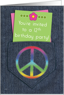 Birthday Party 12 Invitations Girls Peace Sign card