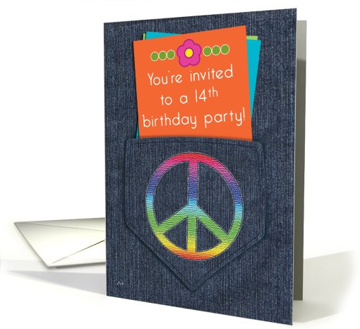 Birthday Party 14 Invitations Girls Peace Sign card (533617)