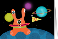 Happy Birthday 10 Kids Planets Space Aliens card