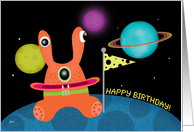 Happy Birthday Planets Space Aliens card