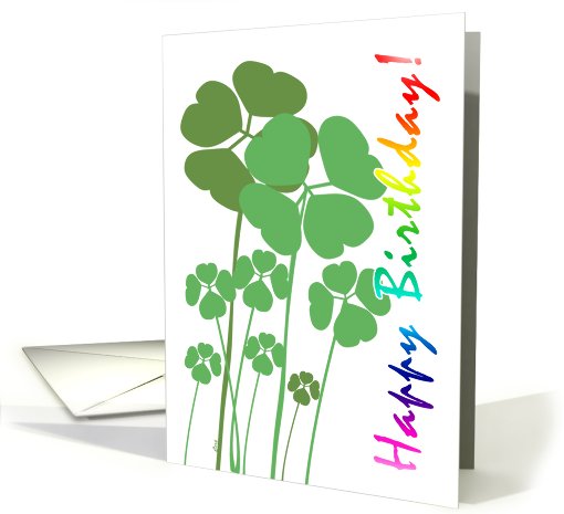 Birthday St. Patrick's Day Shamrocks Rainbow Text card (539122)