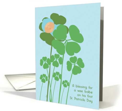 St. Patrick's Day First Baby Boy Blue Shamrocks card (539399)