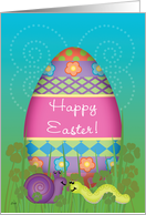 Happy Easter Across the Miles Whimsical Egg Snail and Inch Worm card
