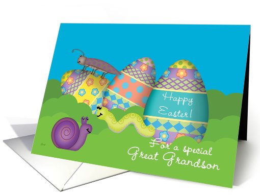 Great Grandson Easter Eggs Bugs Whimsical card (541419)