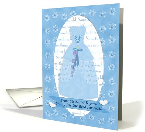 Sister Junior Bridesmaid Invitation Request Blue card (543501)
