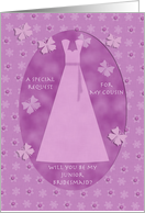 Cousin Junior Bridesmaid Invitation Request Purple Butterflies card