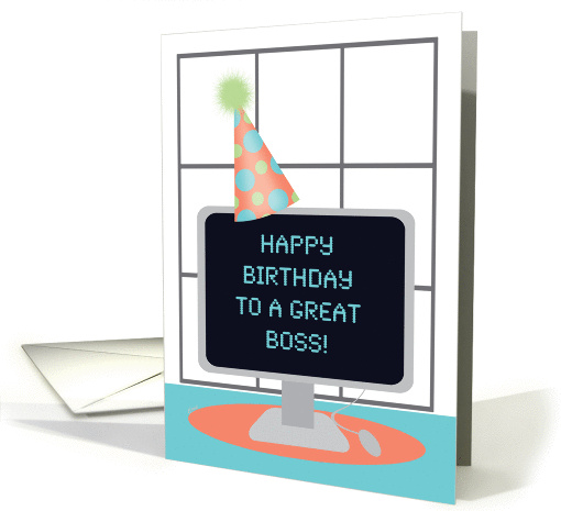 Happy Birthday Boss Funny Computer Office card (547409)
