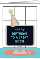 Happy Birthday Boss Funny Computer Office card