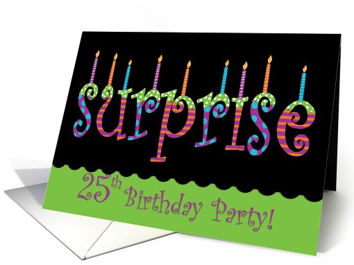 25 Birthday Surprise Party Invitation Bright Colors card (549778)