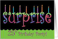 25 Birthday Surprise Party Invitation Bright Colors card