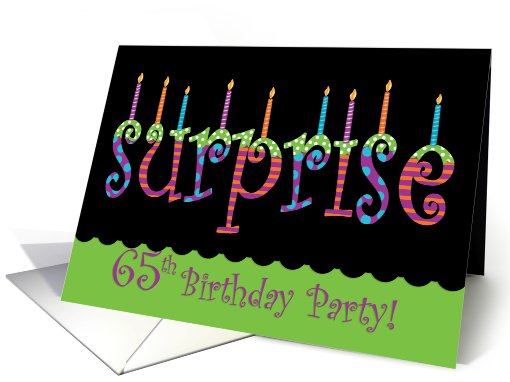 65 Birthday Surprise Party Invitation Bright Colors card (549790)