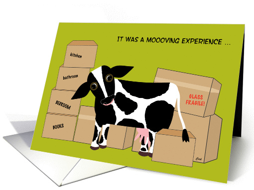 Thank You Moving Help Help Move Cow Funny card (553988)