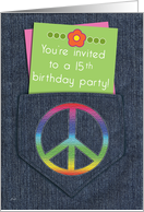 Birthday Party 15 Invitations Girls Peace Sign card