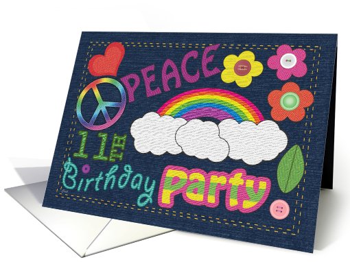 Birthday Party Invitations 11 Peace Sign Denim card (555217)