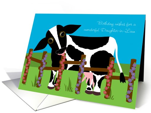 Daughter-in-Law Birthday Cow Flowers card (557134)