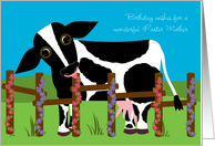 Foster Mother Birthday Cow Flowers card