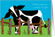 Daughter Birthday Cow Flowers card