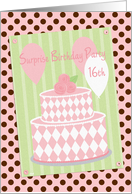 Surprise Birthday 16 Party Invitations Pink Scrapbook Style card