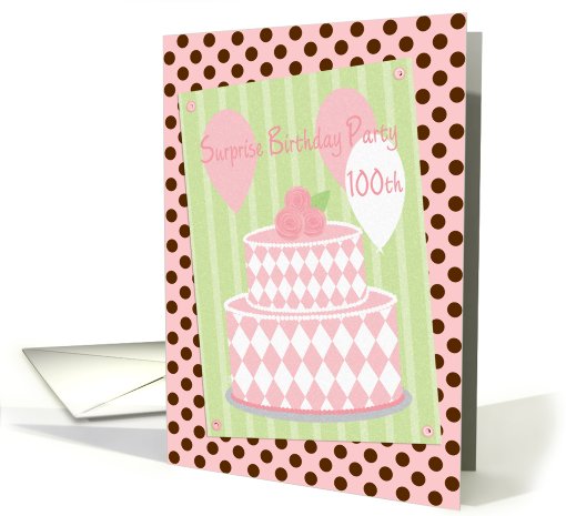 Surprise Birthday 100 Party Invitations Pink Scrapbook Style card