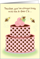 Teacher Birthday Bees Cake Whimsical card