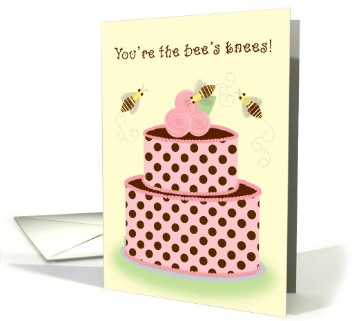 Coworker Birthday Bees Cake Whimsical card (559324)