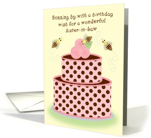 Sister-in-law Birthday Bees Cake Whimsical card (576008)