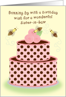 Sister-in-law Birthday Bees Cake Whimsical card