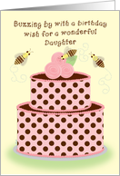 Daughter Birthday Bees Cake Whimsical card