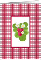 Strawberry Note Card Red Plaid card