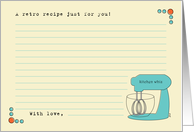 Retro Recipe Aqua Fun Vintage Look card