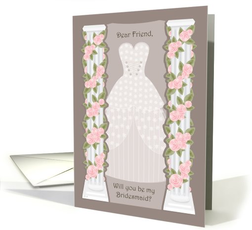 Be My Bridesmaid Friend Pink Rose Column card (600798)