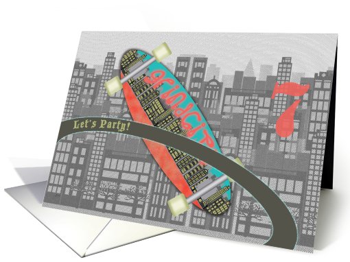 Birthday Party 7 Invitations Skateboards card (606225)