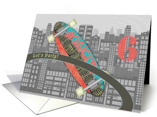 Birthday Party 6 Invitations Skateboards card (606227)