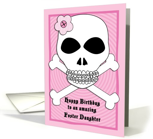 Birthday Foster Daughter Skull Pirates Pink card (609395)