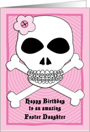 Birthday Foster Daughter Skull Pirates Pink card