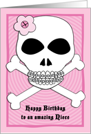Birthday Niece Skull Pirates Pink card