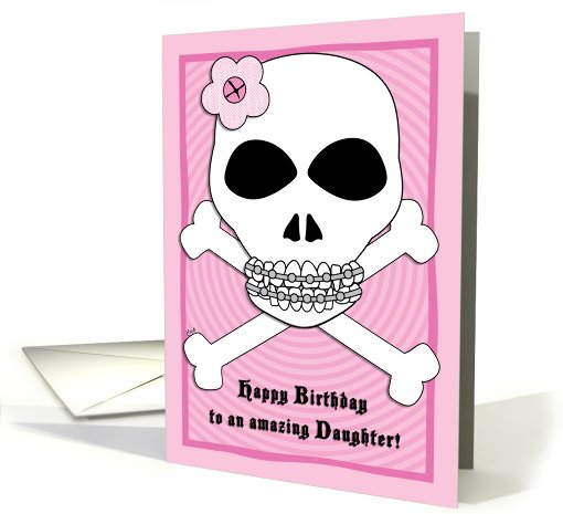 Birthday Daughter Skull Pirates Pink card (609398)
