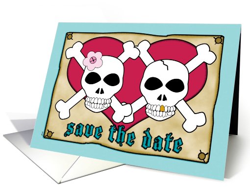 Save the Date Pirate Skull Crossbones card (609908)