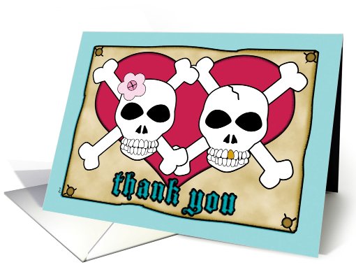Thank You Wedding Pirates Skull Crossbones card (610128)