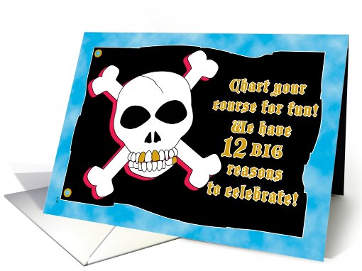 Birthday Party Invitations 12 Pirate Skull Crossbones card (610146)