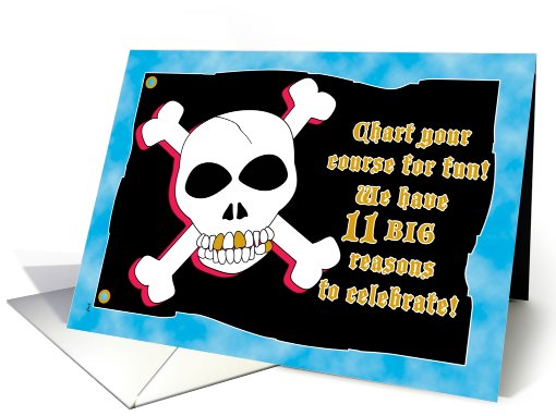 Birthday Party Invitations 11 Pirate Skull Crossbones card (610147)