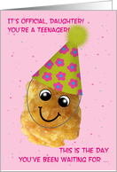 Daughter 13 Happy Birthday Funny Tater Tot in Party Hat on Pink card
