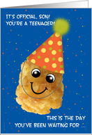 Son 13 Happy Birthday Funny Tater Tot in Party Hat card