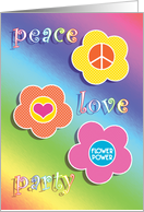 Invitations Peace Love Flower Power Fun Retro card