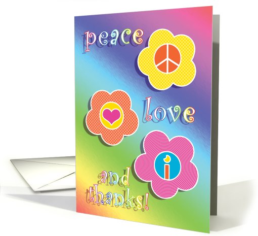Thank You Coming to Birthday Party Peace Love Fun Retro card (629188)