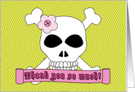 Thank You Coming to Party Skull and Crossbones card