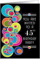 45 Birthday Party Invitations Pop Art card