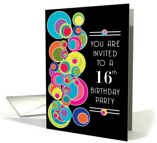 16 Birthday Party Invitations Pop Art card (631377)