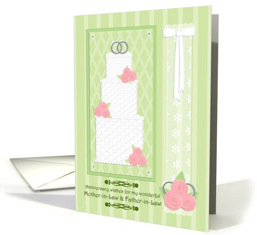 Wedding Anniversary Inlaws Cake Roses Scrapbook Style card (634321)
